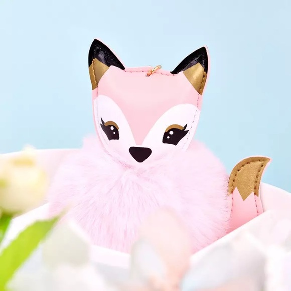 Accessories - NEW Light Pink Fox Pom Pom Bag Charm Keychain